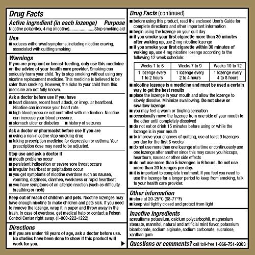 GoodSense Mini Nicotine Polacrilex Lozenge 4mg, Mint, 81-Count, Stop Smoking Aid, GoodSense Smoking Cessation Products