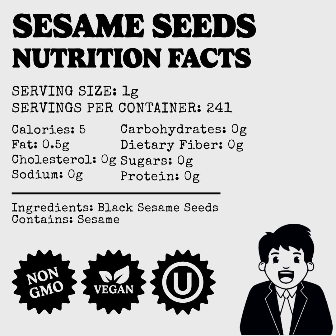 Bakers Club 8.5oz Mixed Black and White Sesame Seeds - Tuxedo blend for Sushi, Tuna, Stir Fry, Bread, Poke Bowls - Kosher, Gluten Free