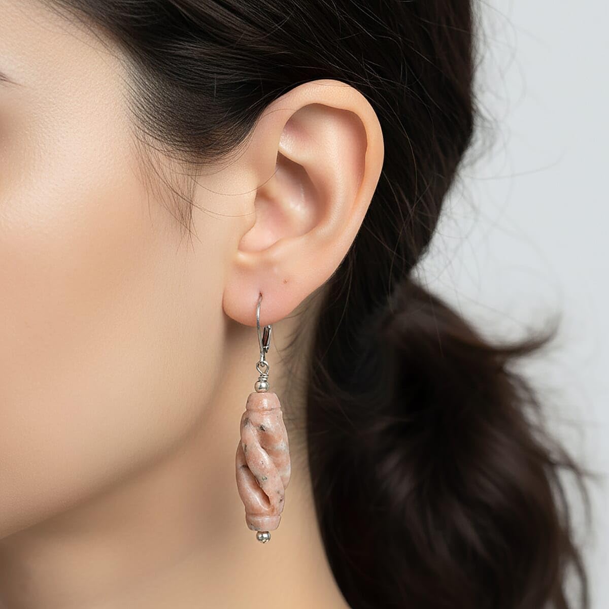 Spice Jasper 40.00 ctw Earrings in Stainless Steel