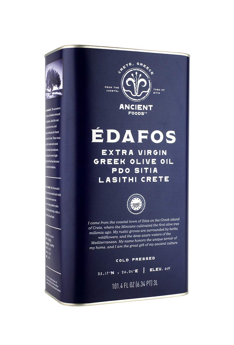Ancient Foods EDAFOS Extra Virgin Olive Oil Cold Pressed – Fresh, Cold Pressed olive oil from Greece, PDO Crete – 16.9oz (500ML)