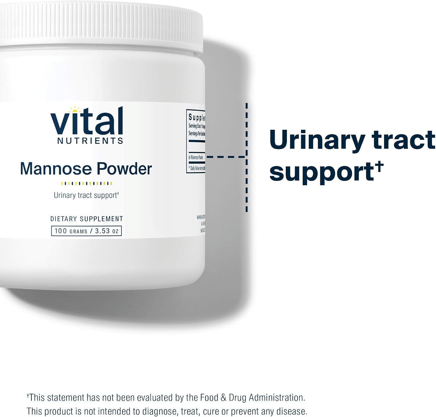 Vital Nutrients Mannose Powder 50g - Vegan D-Mannose Supplement for Urinary Tract and Bladder Support - Gluten, Dairy, Soy Free - Non-GMO - 25 Servings