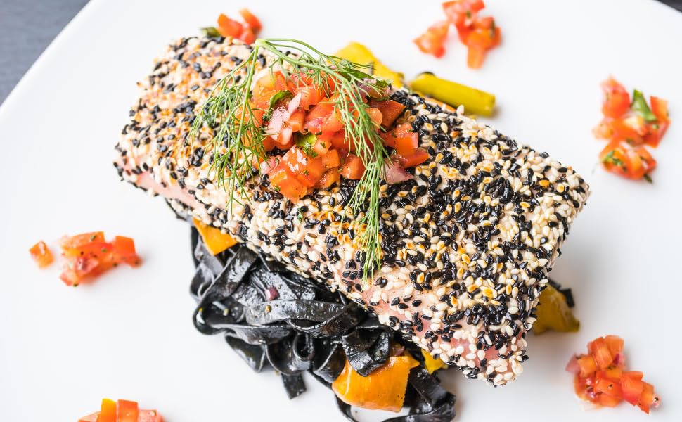 Sadaf Black Sesame Seeds - Sesame Seeds for Cooking and Food Flavoring - Spice Mediterranean Cuisine - Semillas de Ajonjoli - Kosher - 3 Oz Resealable Bag