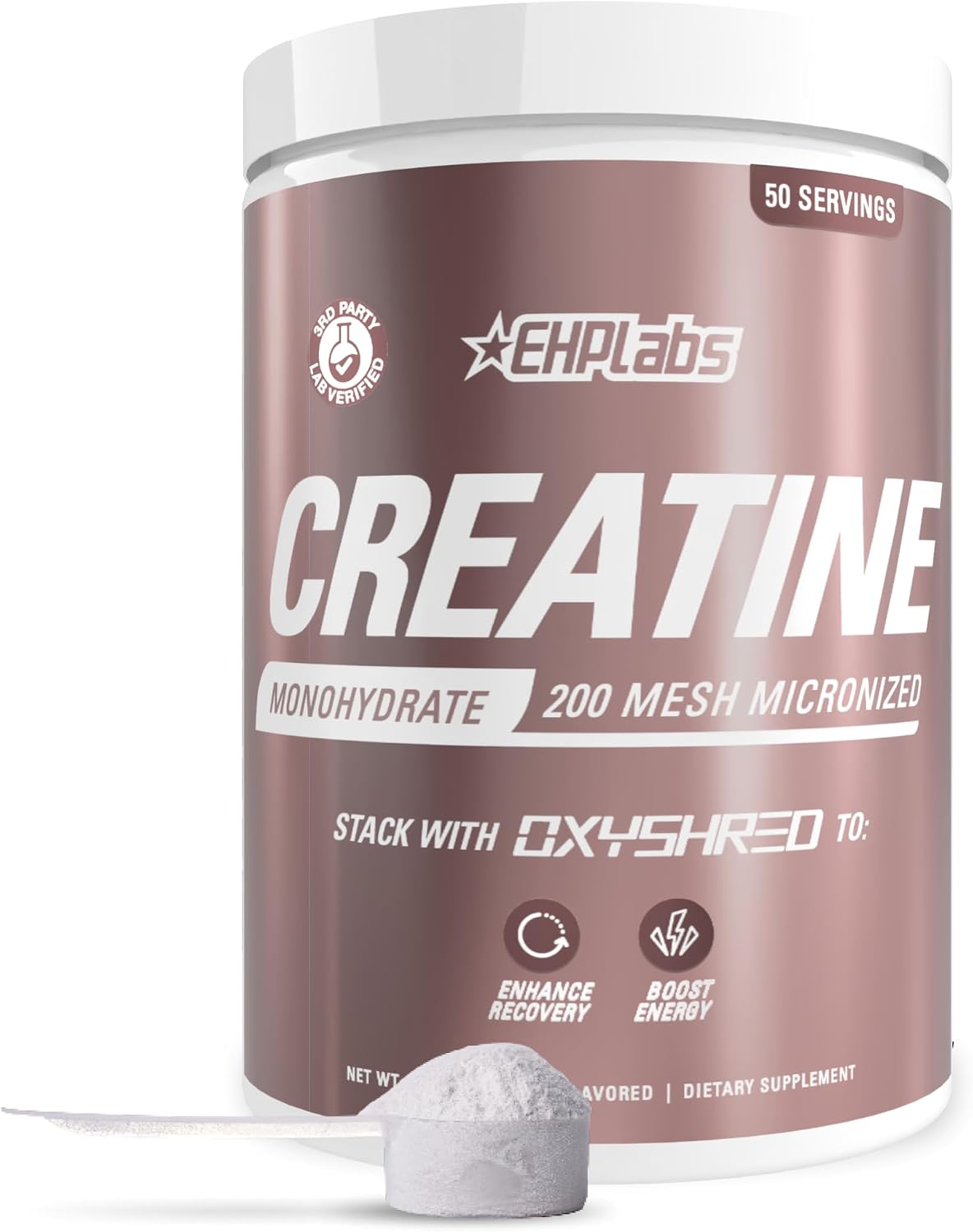 EHP Labs CREA-8 Creatine Monohydrate Powder, Unflavored, 100 Servings | Micronized Creatine For Muscle Growth, Strength & Energy. Mixes Easily, No Clumping. Pre Or Post Workout. 500g