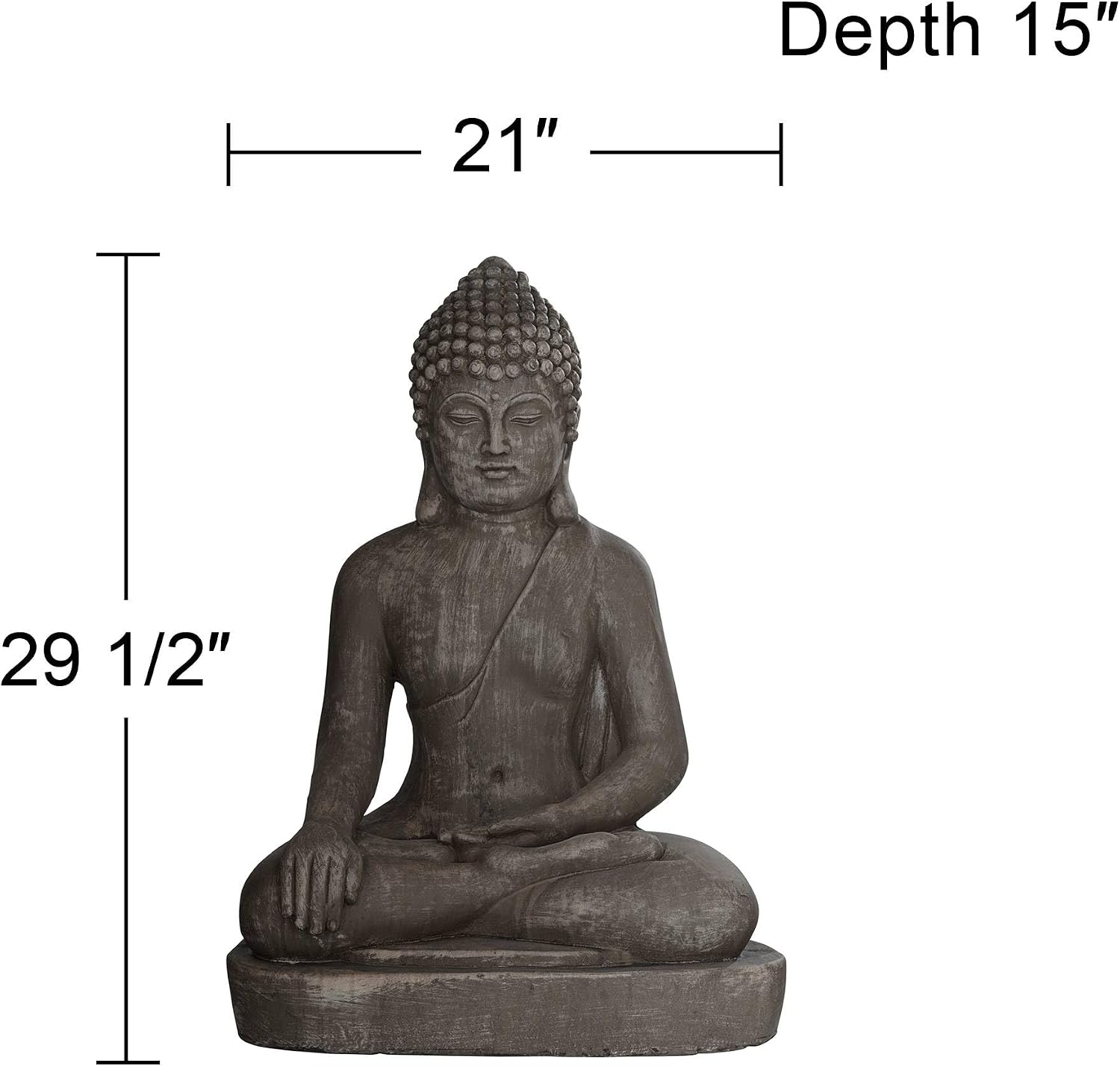 John Timberland Sitting Buddha 29 1/2" High Sandstone Outdoor Statue | Sculpture Zen Asian Japanese Garden Decor Front Porch Patio Yard Outside Home Balcony House Exterior Weathered Light Finish