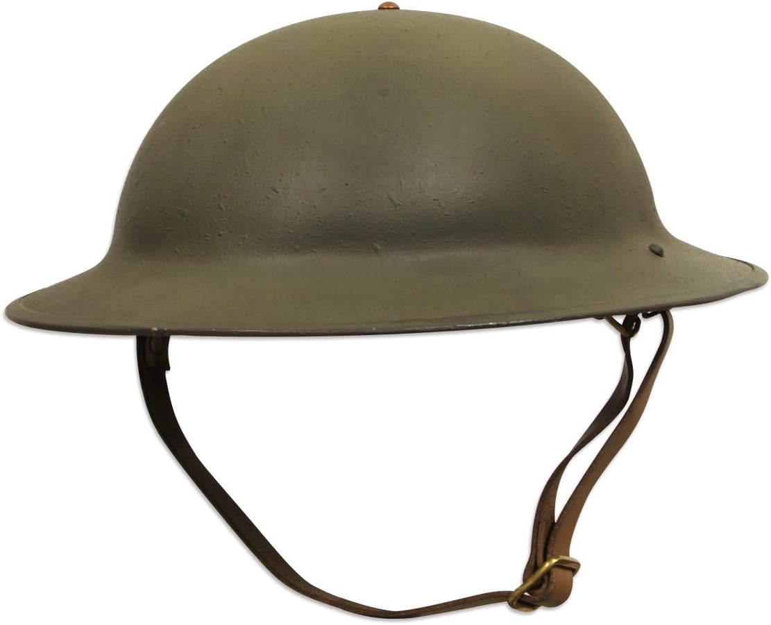 WWI Doughboy Helmet Replica – 18 Gauge Steel M1917 U.S. Army Helmet with Adjustable Canvas Liner Historical Collectible reenactors Display