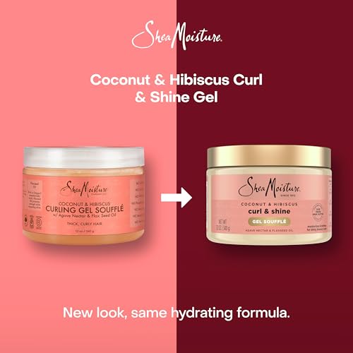 SheaMoisture Curling Gel Souffle Coconut and Hibiscus for Thick, Curly Hair to Moisturize and Protect Hair 12 oz