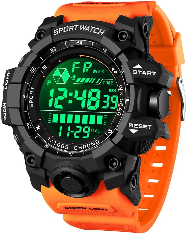 FANMIS Men's Digital Sport Watch Military LED Alarm Waterproof Quartz Watch | Tactical Outdoor Sport Watch Multi Function Led Display Alarm Stopwatch Date Quartz Rugged Style Daily Water Resistance