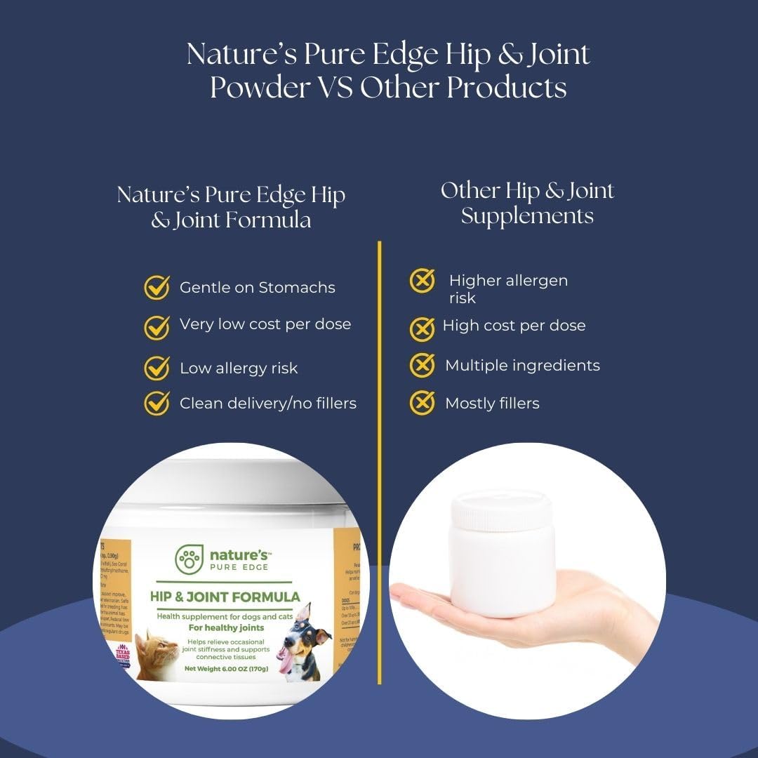 Nature's Pure Edge Glucosamine Powder for Dogs and Cats - Joint Supplement with Chondroitin MSM and Turmeric for Hip and Joint Support - Senior