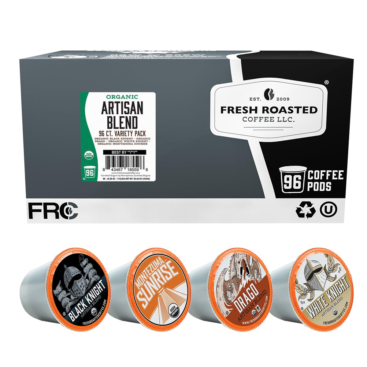 Fresh Roasted Coffee, Organic Colombian K-Cup Pods for Keurig Brewers, Medium Roast, USDA Organic, Kosher, 24 Count (Pack of 3)
