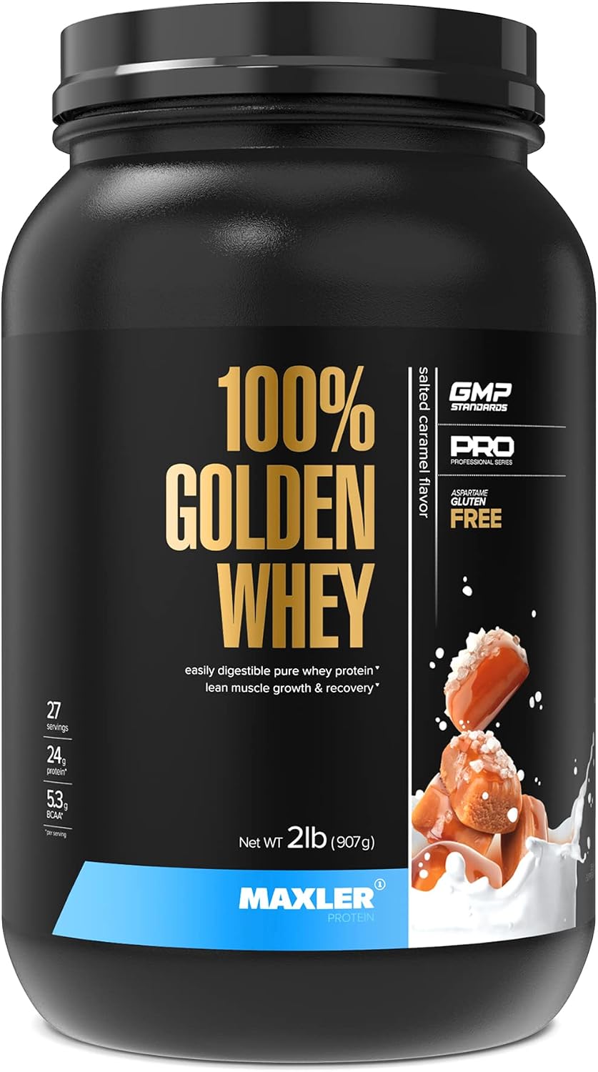 100% Golden Whey Protein - 24g of Protein per Serving - Whey Protein Powder for Pre Post Workout - Fast-Absorbing Whey Concentrate, Isolate & Hydrolysate Blend - Vanilla Ice Cream 2 lb