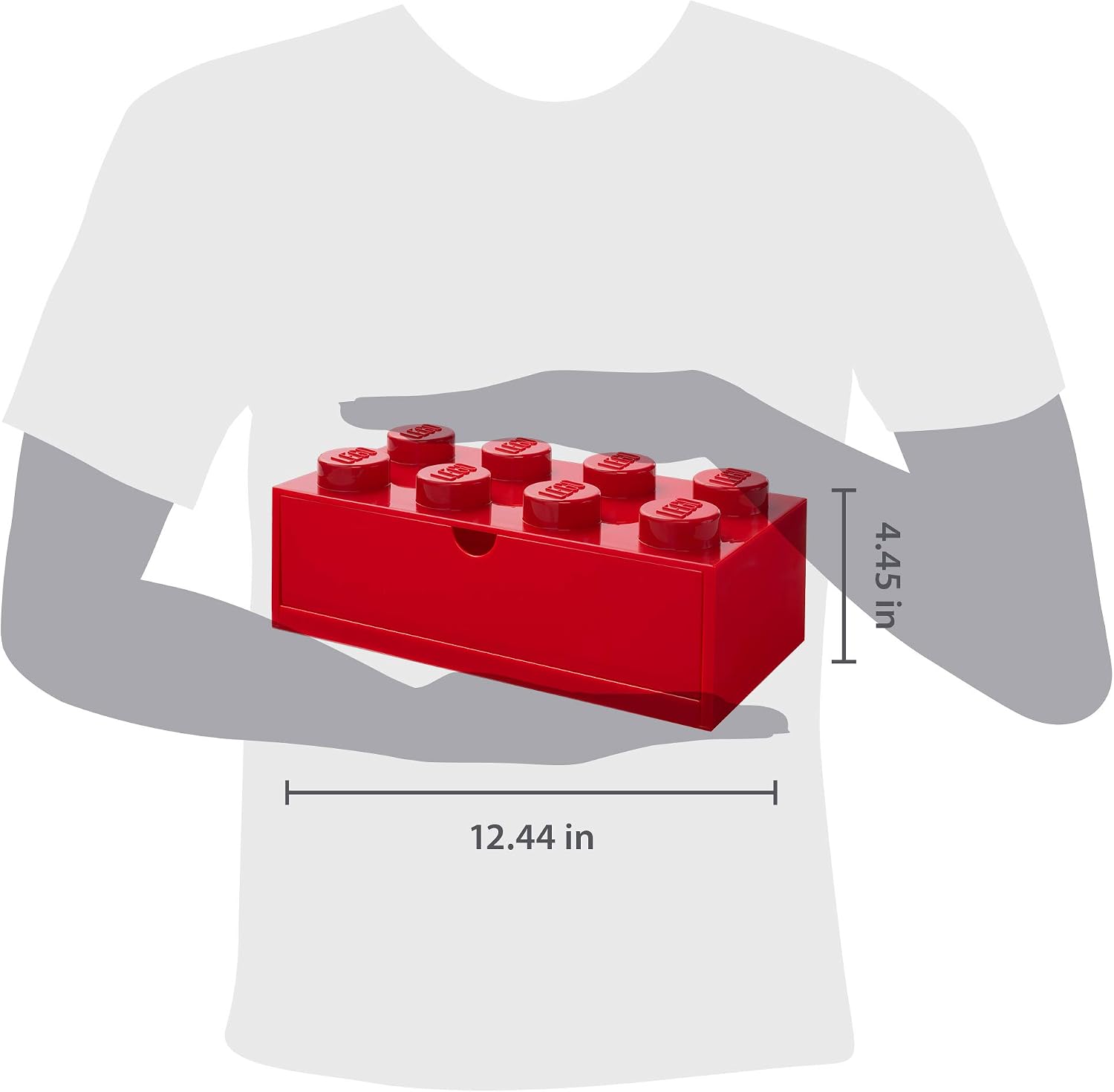 Room Copenhagen Lego Storage Brick 8 Desk Drawer, 8-Stud Stackable Tabletop Storage Box, 12.4 x 6.2 x 4.4 in