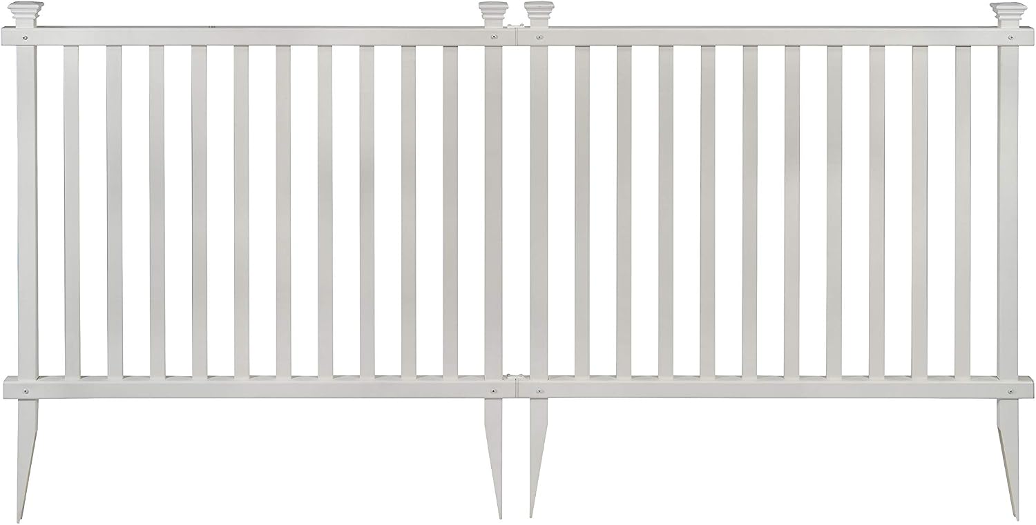 Zippity Madison Picket Fence Panels, White Vinyl DIY No Dig Kit | 2.5ftH x 2.3ftW, White, 2 Panels, Garden Border or Yard Enclosure, ZP19001