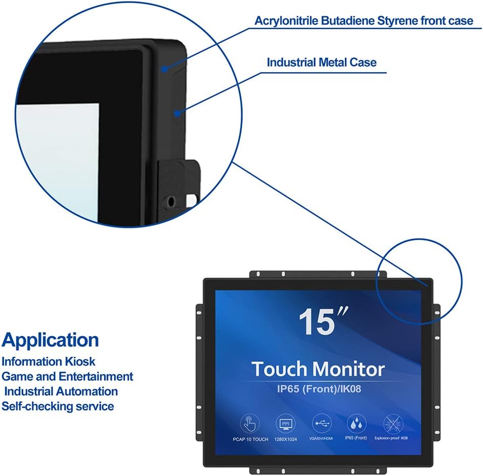 GreenTouch 18.5 Industrial Touch Monitor Open Frame, HDMI/VGA/DVI Interface, Muliti Touch Capacitive Touch Screen Technology