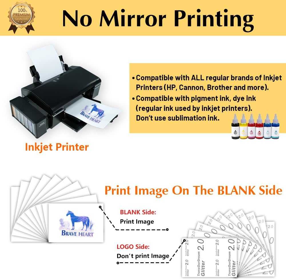 TransOurDream Upgraded Iron on Heat Transfer Paper for T Shirts (20 Sheets