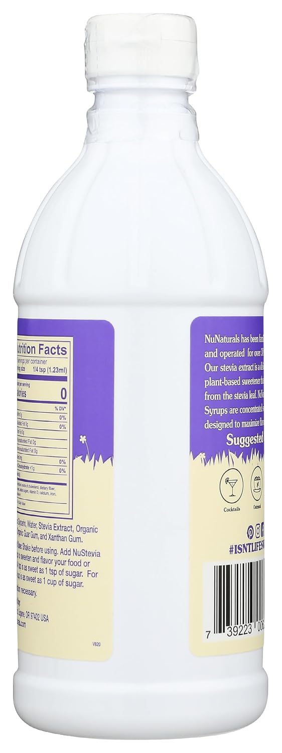 NuNaturals Stevia Syrup Sweetener, Chocolate, Sugar-Free, 16 oz