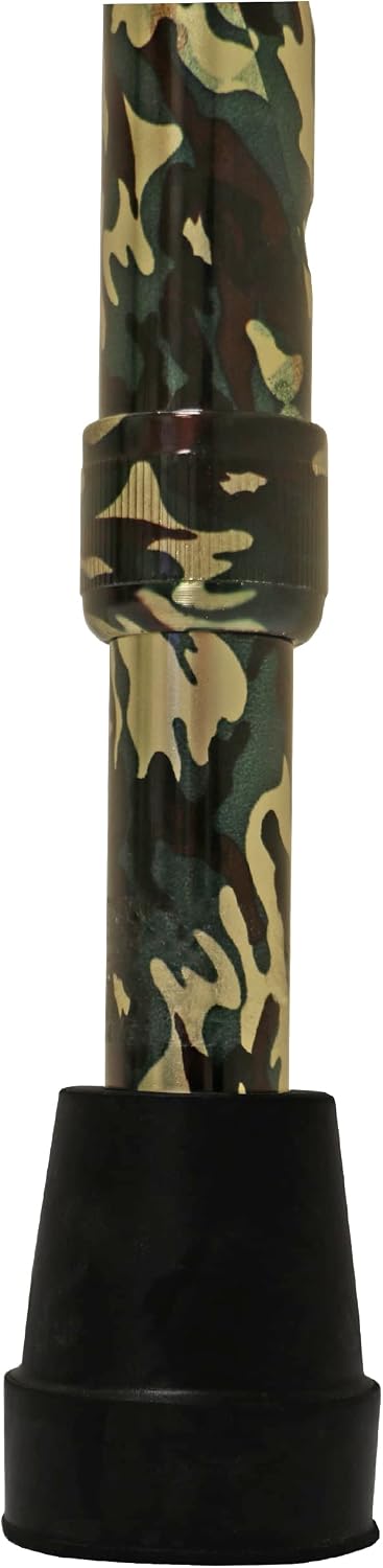 PCP Adjustable Cane, Offset Handle, Foam Grip, Wrist Strap, Lightweight Aluminum, Hunter Camouflage Pattern