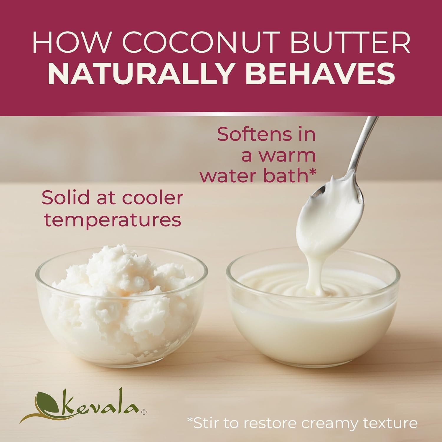 Kevala Organic Coconut Butter - 2 lb, Natural Plant Based Sandwich Spread | Coconut Cream for Cooking and Baking, Addition to Keto Snacks and Breakfast Ingredient, Dairy Free Organic Butter Spread