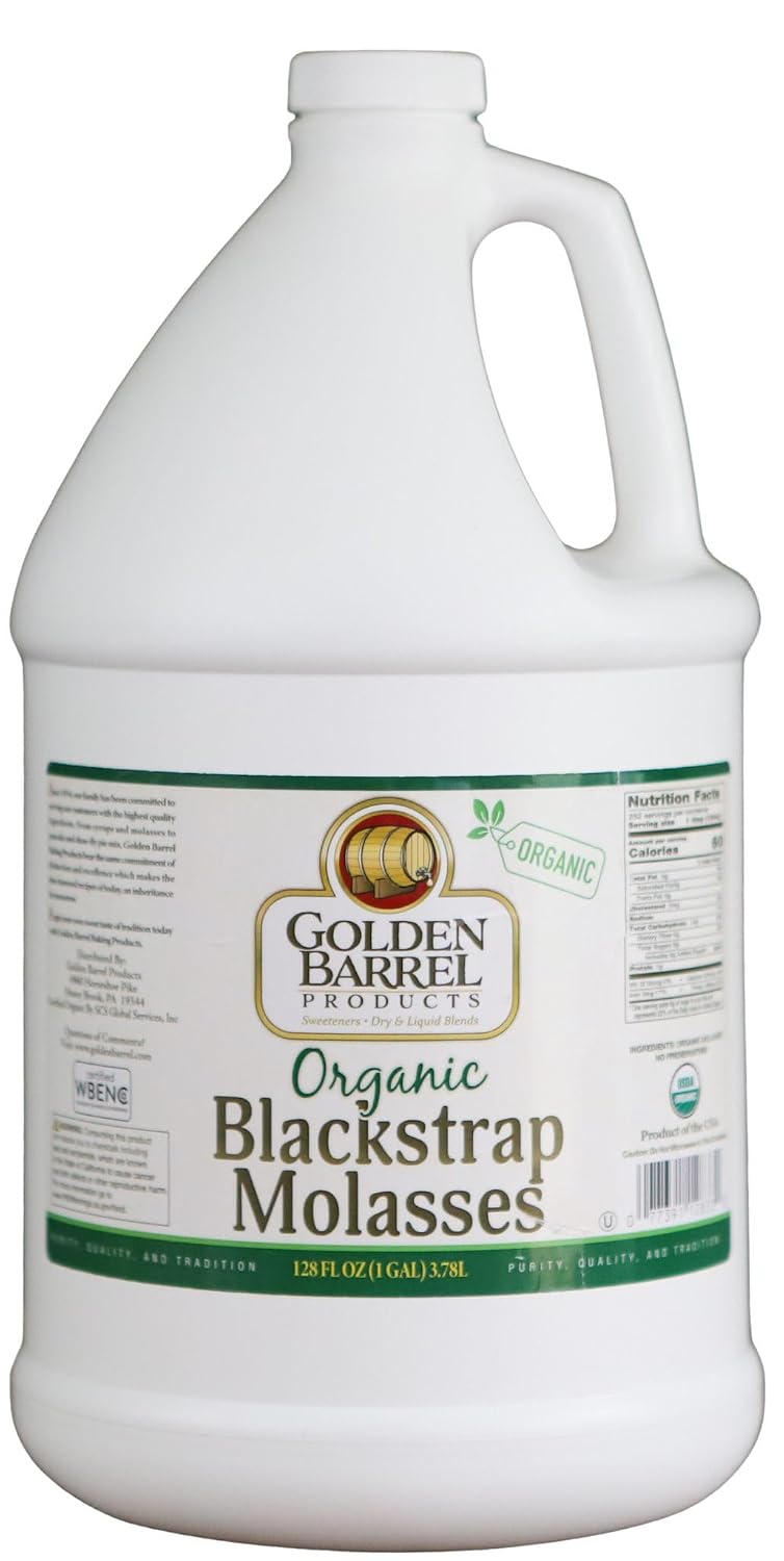 Golden Barrel Unsulfured Blackstrap Molasses, Bulk 128 oz Jug, Rich Robust Molasses for Baking, Cooking & Marinades