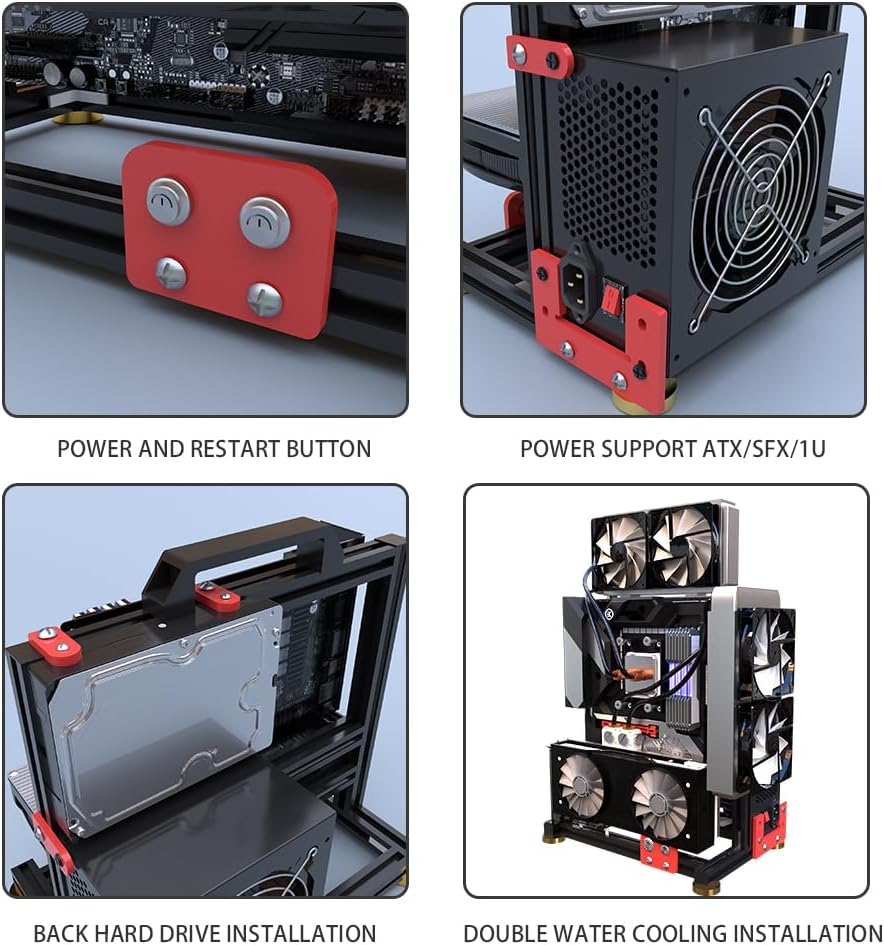DIY Aluminium Pc Open Case Computer Chassis Test Bench Support Water Cooling Support Server Chassis Support Itx Matx ATX Eatx (2.M-ATX)