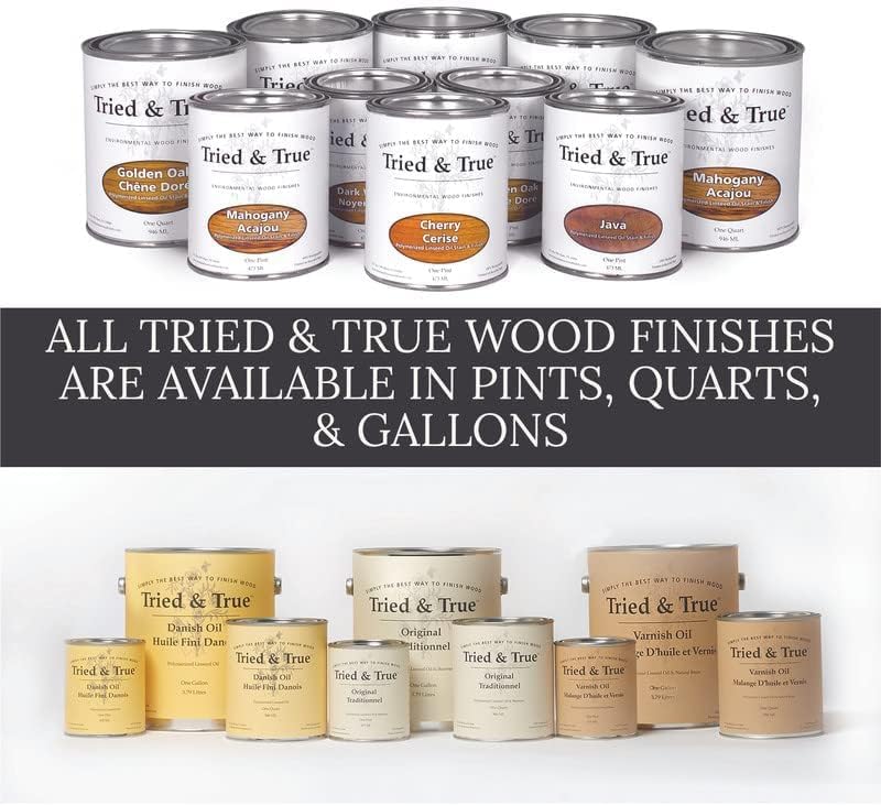 Tried & True Dark Walnut Stain & Finish, Pint | Linseed Oil Natural Wood Stain, Ideal for Home Improvement, Furniture, & Kitchen Wood Projects, Pigmented Danish Oil