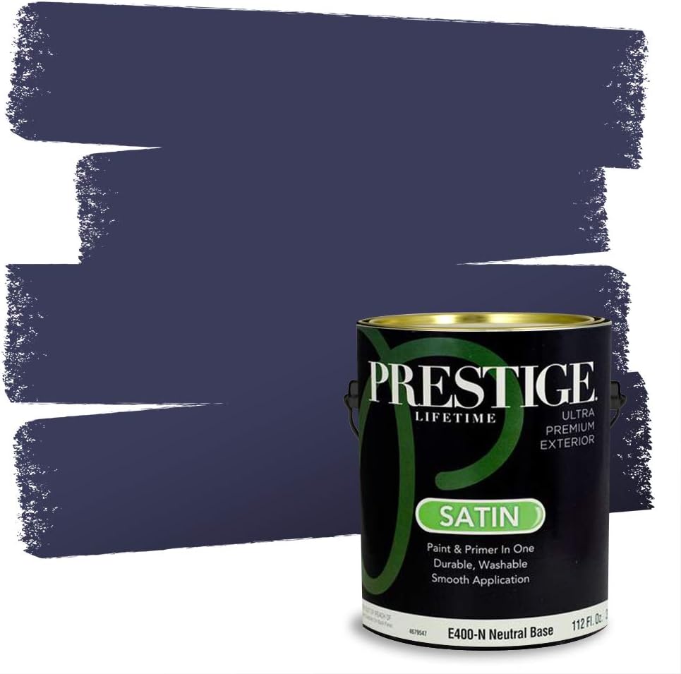 PRESTIGE Paints Exterior Paint and Primer In One, 1-Gallon, Satin, Comparable Match of Sherwin Williams* Blue Nile*