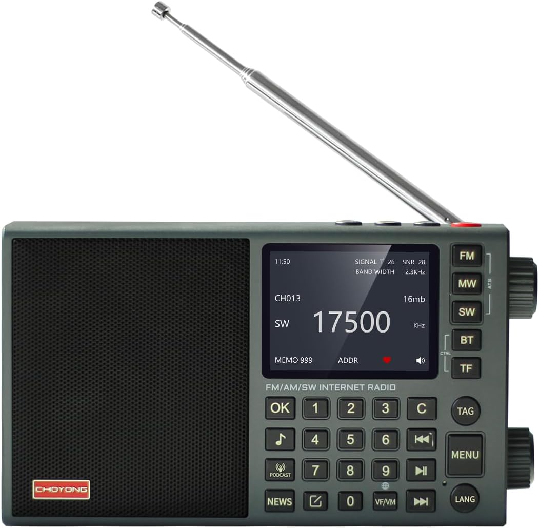 CHOYONG LC90 Mini Multi-Band Smart Internet Radio Portable AM/FM/SW/MW | 40k+ Global Internet Radio Stations with Stortwave SSB Receiver, Bluetooth