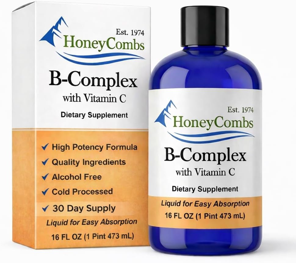 Liquid Vitamin B Complex Drops with B12 B6 B1 B2 B3 B5 B7 B9 + Vitamin C | Liquid B-Complex with Vitamin C supports daily energy metabolism and