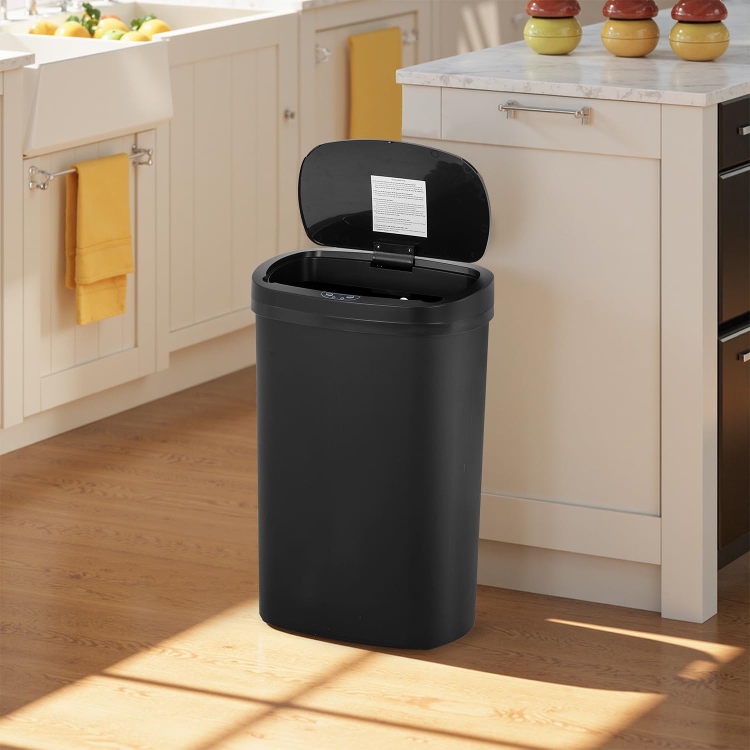 BestOffice | 13 Gallon Stainless Steel Trash Can with Lid | Steel | Automatic Touchless Garbage Can | Odor Control | Modern Oval Design | Easy to Clean | For Kitchen, Bathroom, Office or Home