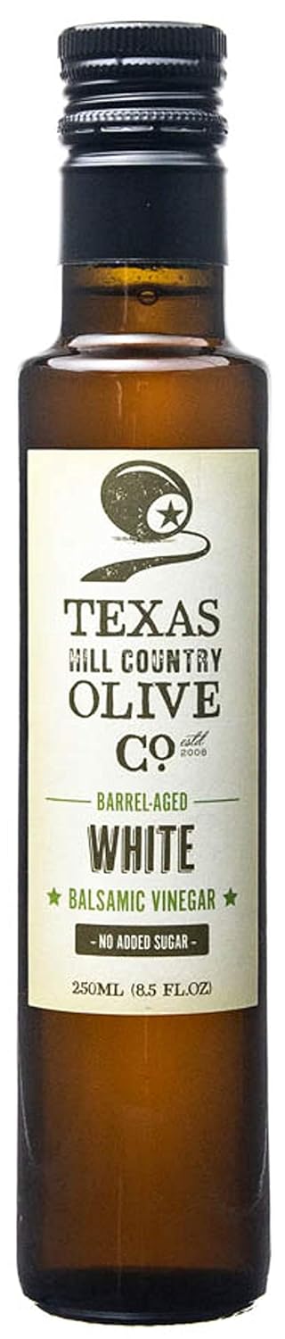 White Lemon Balsamic Vinegar - Gourmet Barrel Aged Infused Balsamic Vinegar - Great for Dressing Dipping Glazing - No Artificial Flavors or Added Sugar - Made in Texas (8.5 oz)