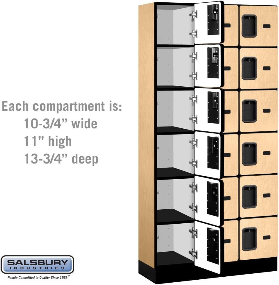 Salsbury Industries 36365MAH Six Tier Box Style Designer Wood Locker, 6' 3" x 15", Mahogany