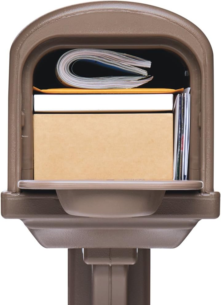 Gibraltar Mailboxes Classic Medium Capacity Double-Walled Plastic Mocha, All-In-One Mailbox & Post Combo Kit, GCL10000M,large