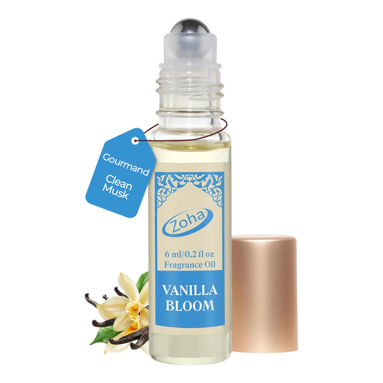 Vanilla Bloom | Roll on Perfumes for Women & Men | Alcohol-free Vanilla Perfume Oil | Travel Size Long Lasting Fragrance | 6ml Roller