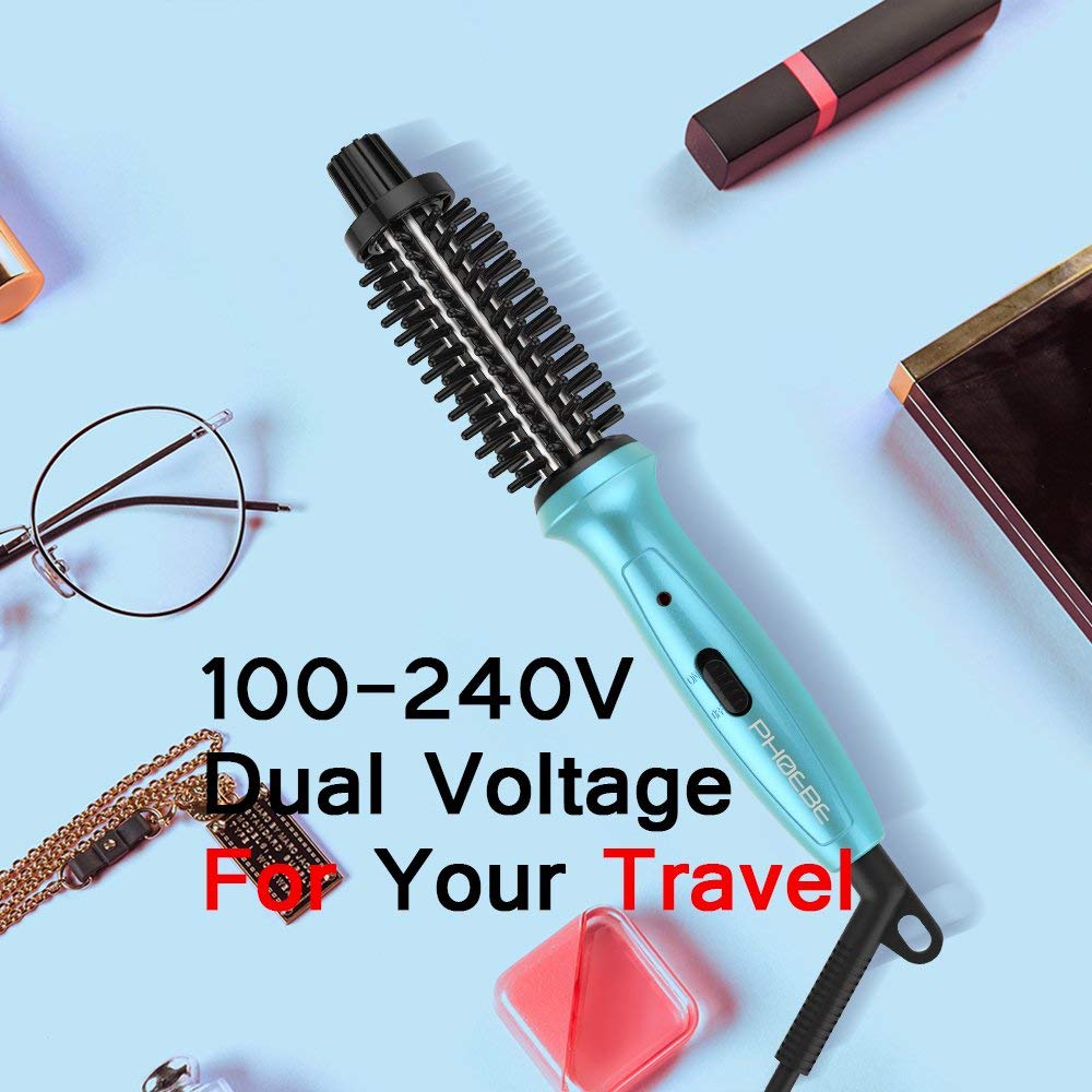 Mini Curling Iron Brush Phoebe 3/4" Hot Curler Brush Anti-Scald Bristles