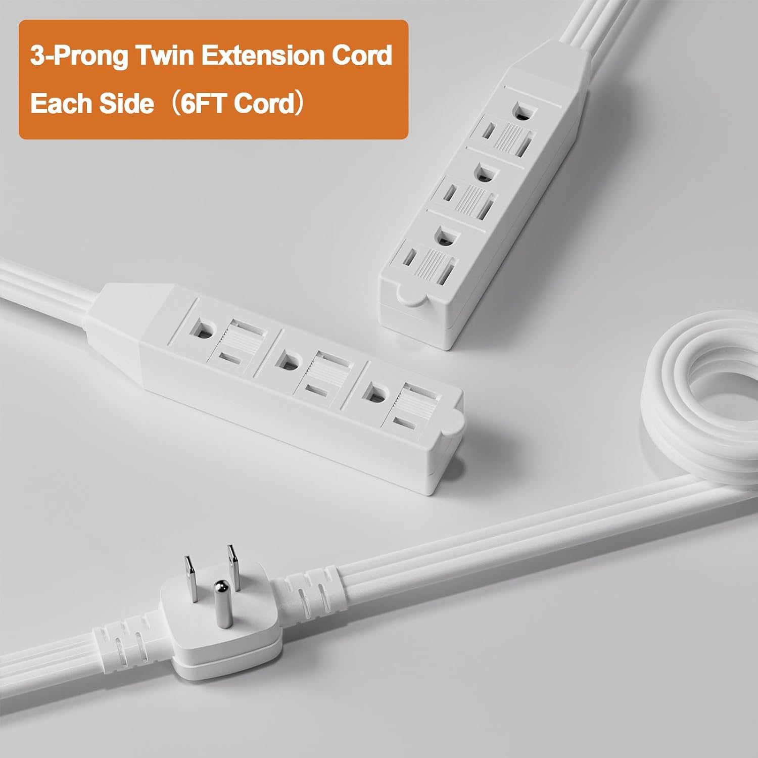 2 Pack 12 Feet 3 Outlets with Hand/Foot Switch Extension Power Cord.