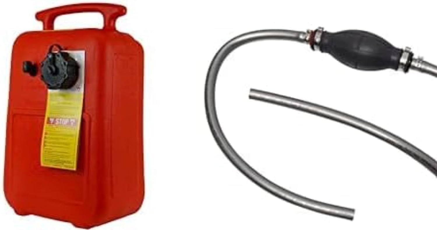Scepter 3.2 Gallon Portable Marine Gas Can, Boat Fuel Tank with Top Handle | Underseat Design, 2-Way Vented Cap, Built-In Fuel Gauge and Pick-Up, EPA & CARB Compliant, 14"L x 10.5"W x 9"H (08576)