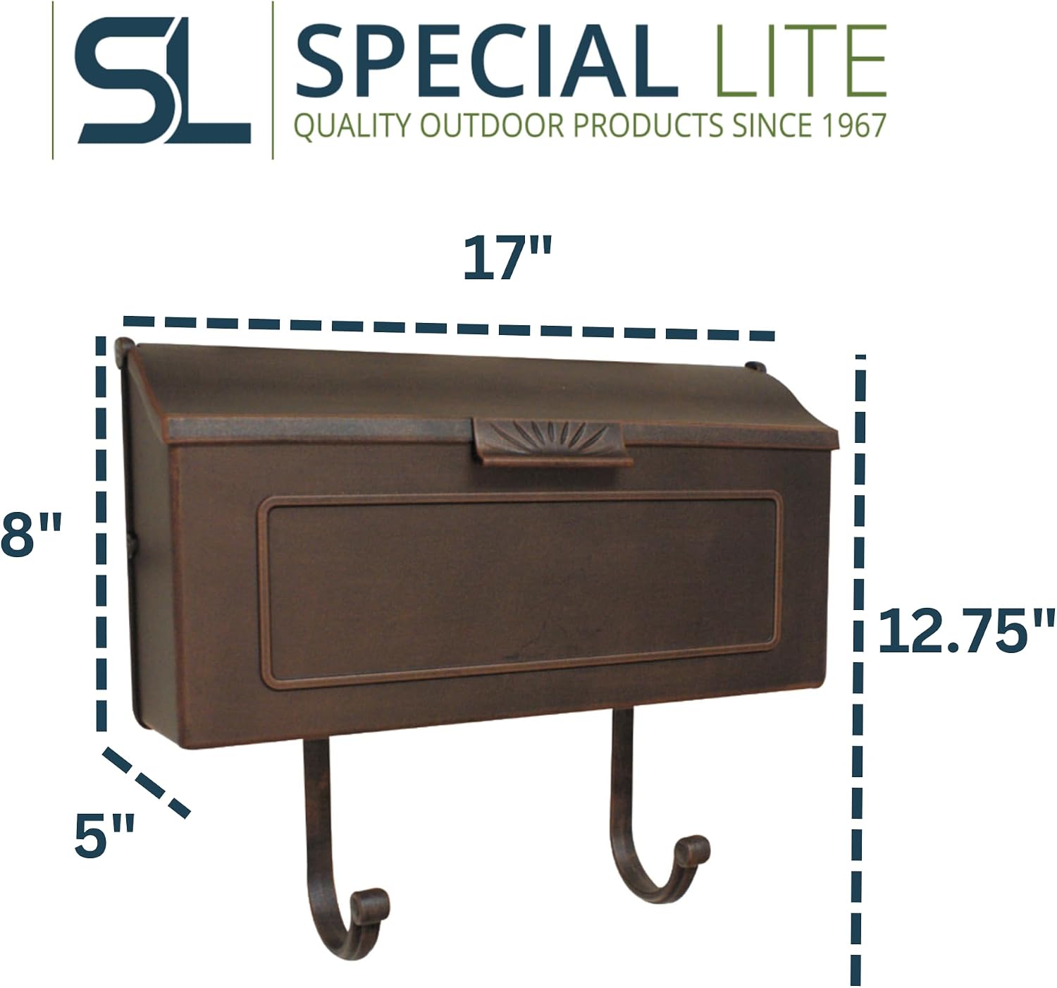 Special Lite Horizon Horizontal Wall Mount Mailbox - Black Aluminum Mailbox for Wall Mount - SHH-1006-BLK