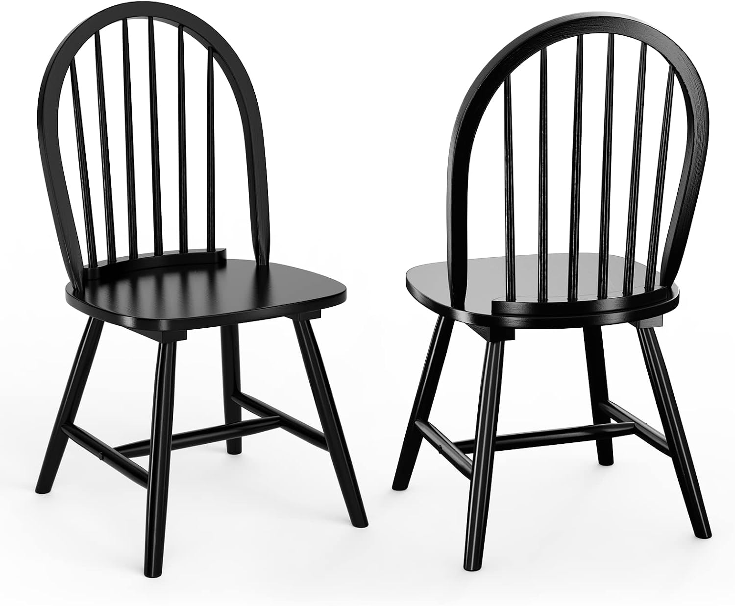 GIANTEX Wood Dining Chairs Set of 4, Windsor Chairs with Solid Wood Legs, High Spindle Back, H-Shaped Crossbars
