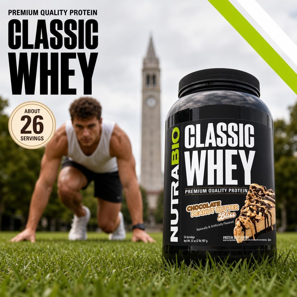 NutraBio Classic Whey Protein Powder- 25G of Protein Per Scoop - No Fillers, Artificial Colors, Preservatives - Chocolate Milkshake, 2 Pounds