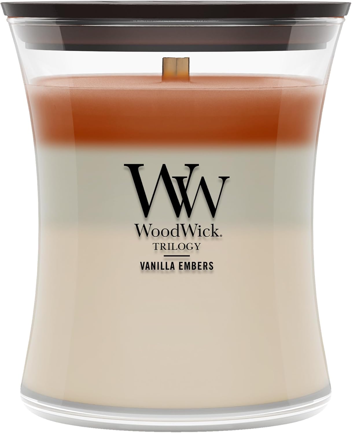 WoodWick Café Sweets Trilogy Holiday Candle Gifts for Women and Men, 9.7 oz Medium Hourglass Trilogy Candle with Crackling Wick