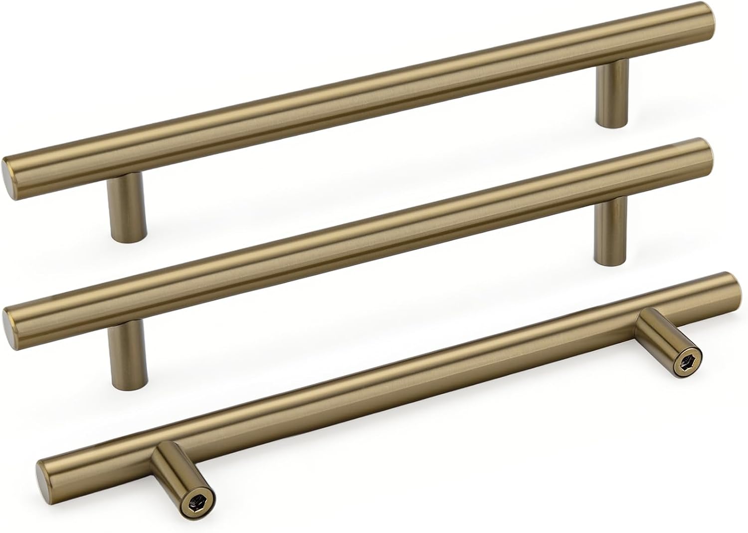 Goldenwarm 5 Pack 3 inch Gold Cabinet Handles Brushed Gold Cabinet Pulls | Gold Dresser Drawer Handles Stainless Steel Drawer Pulls for Kitchen Bathroom Bedroom, Easy to Install