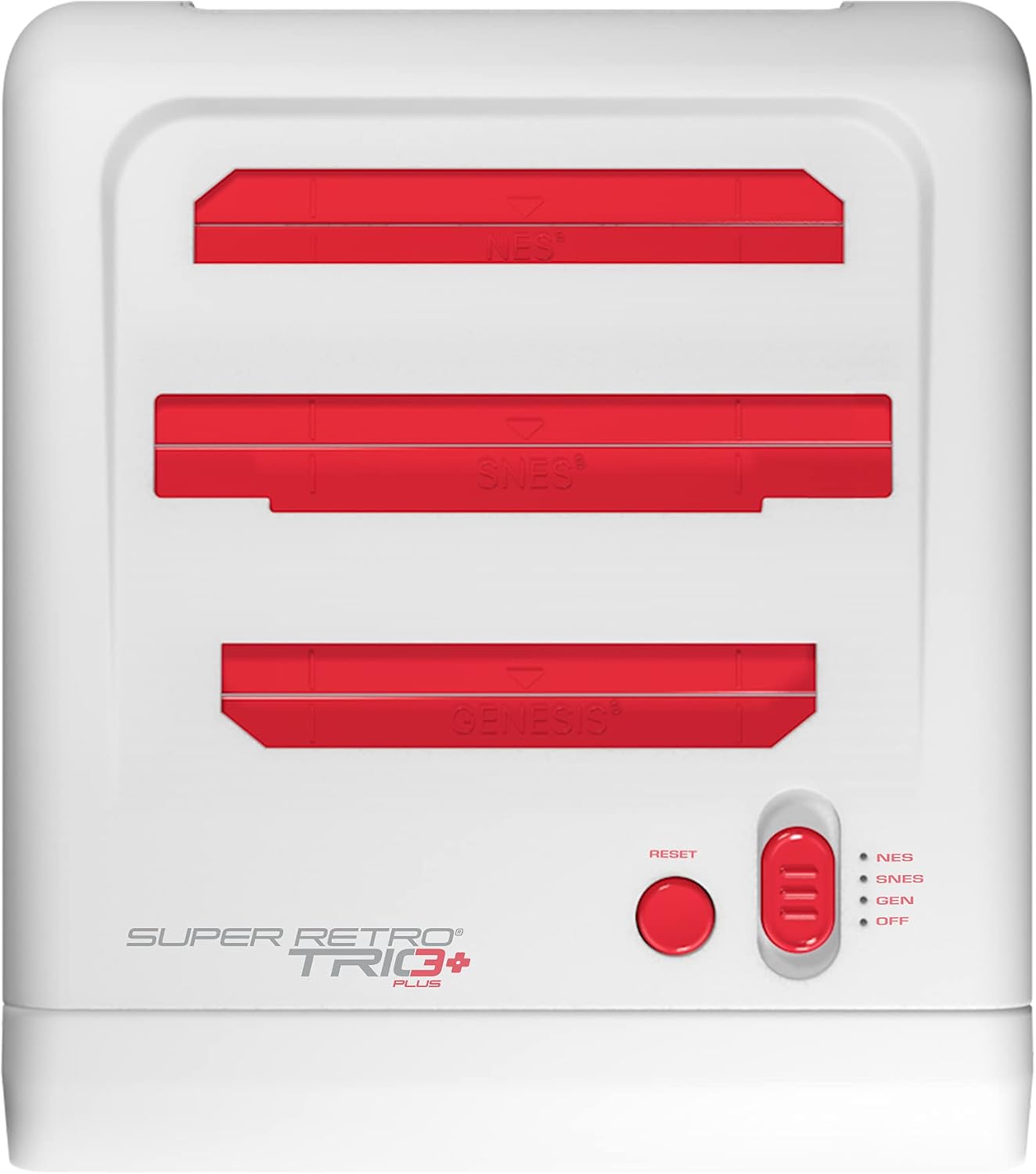 Retro-Bit Super Retro Trio HD Plus 720P 3 in 1 Console System - HDMI Port - for Original NES/SNES, Super Nintendo and Sega Genesis Games - Red/White