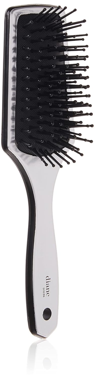 Diane Small Cushion Paddle Brush, 13-Row, Ideal for Medium to Thick Hair, Detangling and Smoothing, Silver