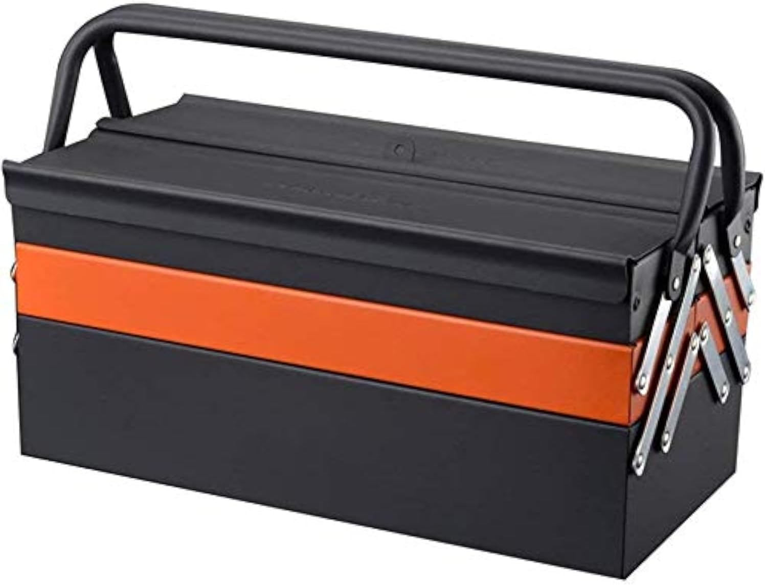 Edward Tools Portable Metal Tool Box with 3 Level Fold Out Organizer Storage - Heavy duty metal frame with smooth metal cantilever latchets