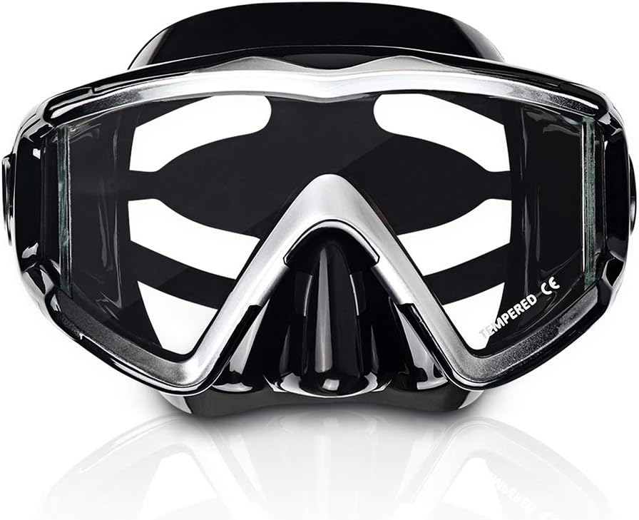 Adult Pano 3 Scuba Diving Mask, Tempered Glass Snorkel Mask Anti-Fog Swim Mask No Leakage Swim Goggles with Nose Cover Snorkeling Gear for Snorkeling