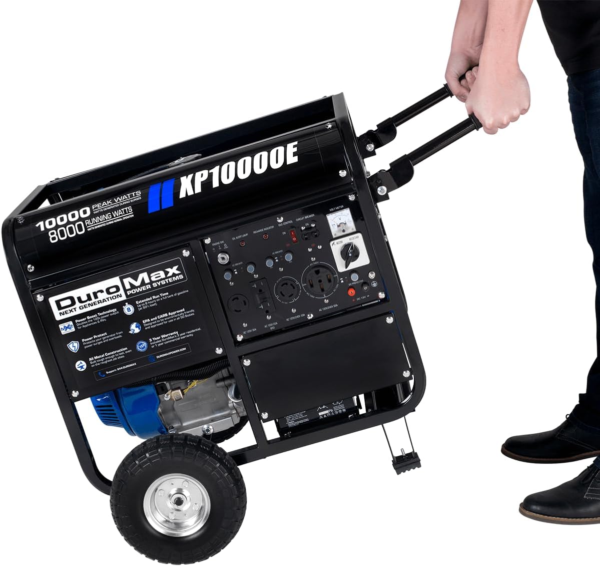 DuroMax XP12000EH 12,000-Watt Dual Fuel Portable Generator – Gas & Propane, Electric Start, Whole Home Backup Power, Transfer Switch Ready, RV & Emergency Ready