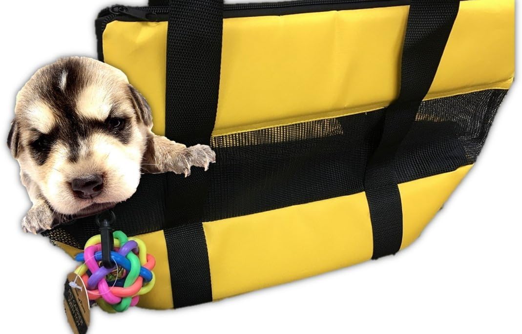 17" Soft Sided Cat and Dog Pet Carrier Bag for Travel with Bonus Toy Ball - Ideal and Compatible for Small Cats and Dogs - Versatile and TSA Airline