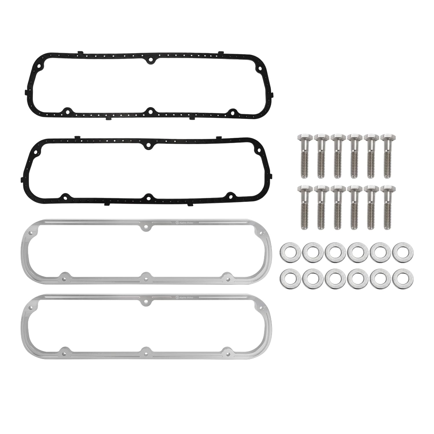 Valve Cover Spacer and Gasket Kit for Ford 289 302 351W SBF V8 | Includes 1/2 Inch Aluminum Spacers, Steel Core Gaskets
