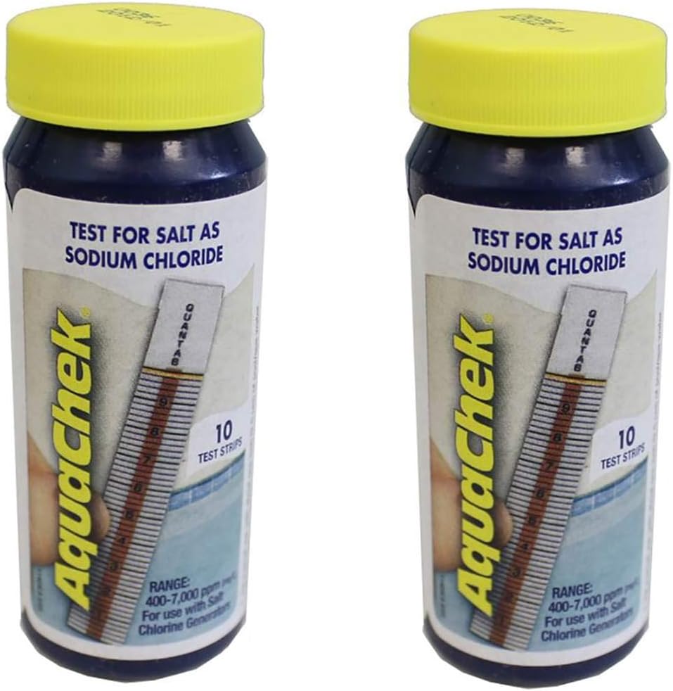 AquaChek Salt Test Strip Titrators for Pools - Salt Water Pool Test Strips for Sodium Chloride - Quick and Accurate Results - Professional Water Quality Testing Kit (10 Strips)