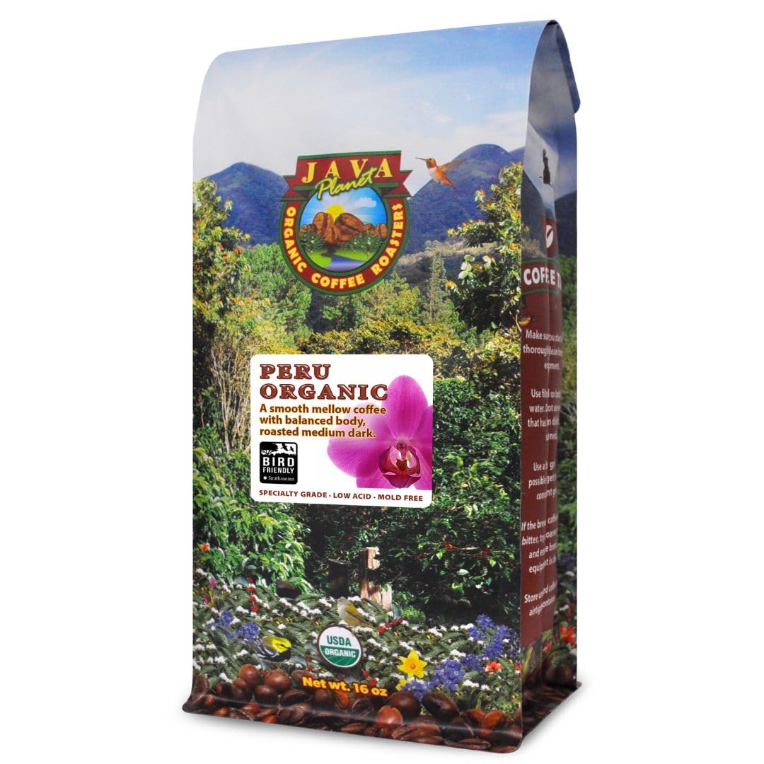 Java Planet Low Acid Organic Espresso Beans, Dark Roast Coffee Beans, 16 oz
