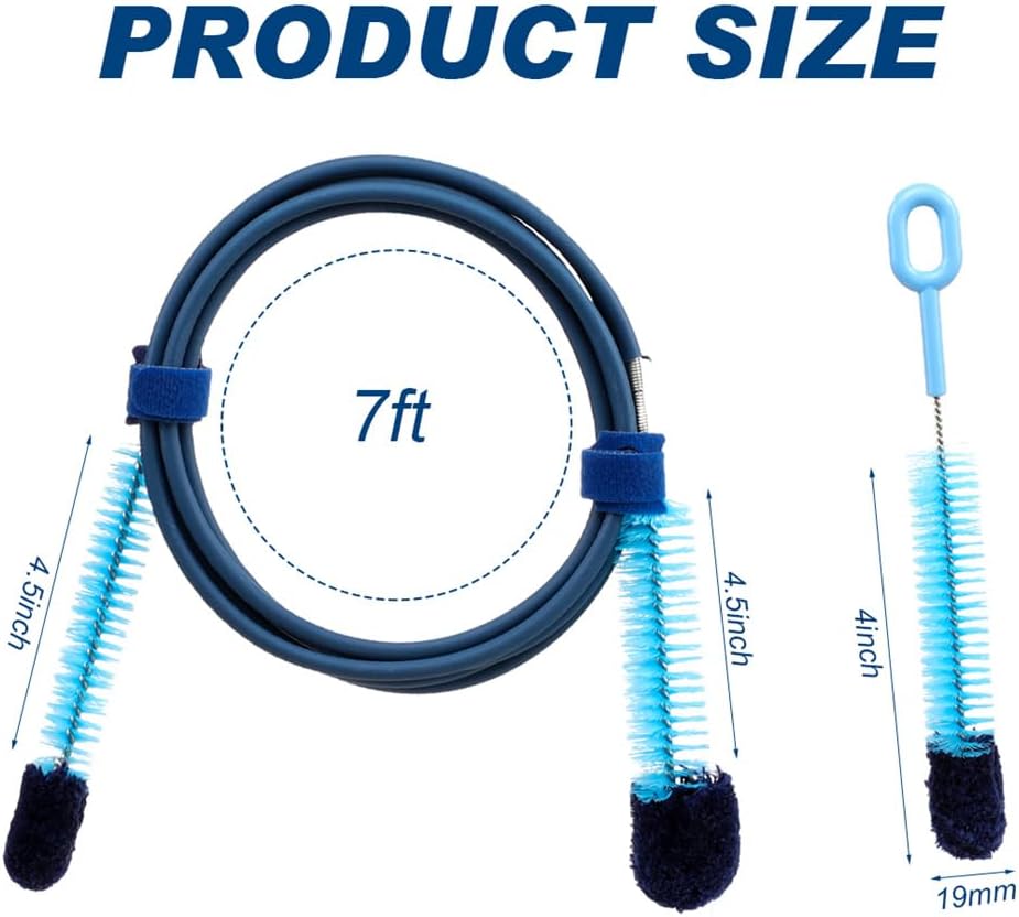 Cpap Tube Cleaning Brush and Handy Brush Flexible Long Stainless Brush (6.27 Feet) and Short Brushes (7.87 Inches) Cpap Tube Clean Brush Cpap Hose